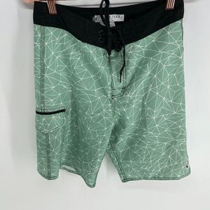 Ezekiel Mens Mint Light Green white geometric print swim board short mens 28